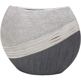 Dekohelden24 Edle Moderne Deko Designer Keramik Vase in Silber-grau Maße L/B/H: 25 x 8 x 21 cm.