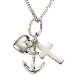 Kette mit Anhänger FIRETTI "Schmuck Geschenk Silber 925 Halsschmuck Halskette Panzerkette Glaube", silber (silberfarben), Halsketten, Mädchen, Silber 925 (Sterlingsilber), L: 38cm
