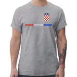 Shirtracer T-Shirt Kroatisches Trikot Wappen, Hrvatska mit Stolz, Hrvatska-Fans 2026 Fussball WM Fanartikel grau 3XL