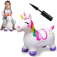 JOYIN Hüpftier Einhorn für Kinder, inklusive Luftpumpe, Aufblasbares Hüpfspielzeug aus,Hopser Unicorn,fördert Gleichgewichtssinn, hüpftier ab 2,3,4,5,6,Tierohren als Halt,Robust & Widerstandsfähig