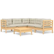 vidaXL Garten-Lounge-Set 6-tlg. creme Kiefer