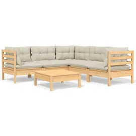 vidaXL Garten-Lounge-Set 6-tlg. creme Kiefer