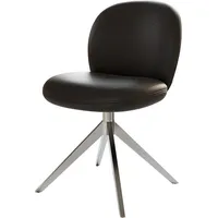 DeLife Drehstuhl Nube-Flex Echt-Leder Schwarz Kreuzgestell breit Edelstahl 360°