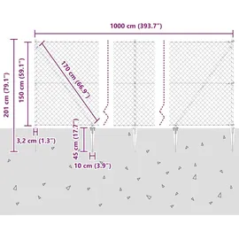 vidaXL Zaunpfosten 10 x 1,5 m Grün/Stahl