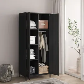 [en.casa] Kleiderschrank Seinäjoki 76 x 180 x 50 cm Schwarz