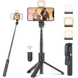 UBeesize Handy Stativ, Tragbares Selfie Stick Stativ Mit Licht Mini Selfiestick Mit Kabelloser Wireless Fernbedienung für iPhone 13 Pro/12/11 Pro/XR/8/7 und Android