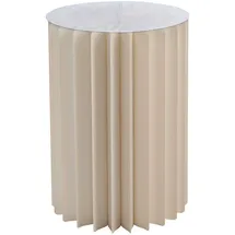 Trend-Center Beistelltisch H 60 cm DREL, Ø 40 cm - Creme Papier - Glas