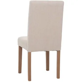 Mendler 2er-Set Esszimmerstuhl Littau, Stuhl Küchenstuhl Hochlehner, Stoff/Textil Chenille Holz ~ creme, naturfarbene Beine
