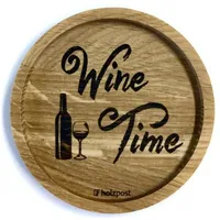 Holzpost Eichenholz Untersetzer Ø 11,2 cm Wine Time