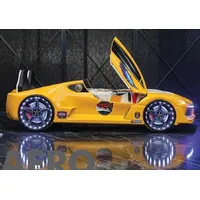 JVmoebel Autobett Rennwagen Auto Bett mit Matratze Autobett Kinderzimmer Betten Möbel (KINDERBETT), Made in Europa gelb