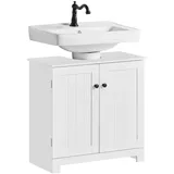 SoBuy Waschbeckenunterschrank Weiß, Holzwerkstoff, 60x60x30 cm Badezimmer, Badezimmerschränke, Waschbeckenunterschränke