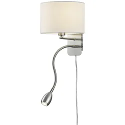 TRIO Wandleuchte Hotel 271170201 Nickel matt, Schirm weiß, 1 x 3,1W LED, 310 lm, 3000K, 1 x E14