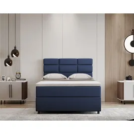 panda möbel Boxspringbett 120x200, mit Bettkasten, Dunkelblau, Matratze und Topper, Einzelbett, REVE, Panda Möbel - Blau