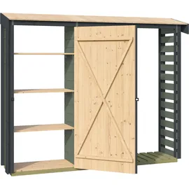Weka Kaminholzregal Holz 299 x 50 x 211 cm graugrün/antrazit