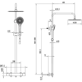 Villeroy & Boch Verve Showers Duschsystem, Thermostat, TVS10900500076,