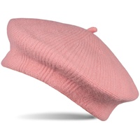 styleBREAKER Baskenmütze (1-St) Feinstrick Baskenmütze mit Streifen Muster rosa