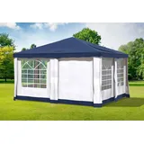 Gartenpavillon 4x4m PVC Polyester Blau Partyzelt Wasserdicht Fenster Festzelt