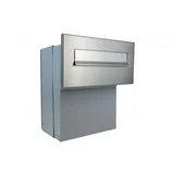Letterbox24.de F-046 Edelstahl Mauerdurchwurf Briefkasten ohne Namensschild Tiefe 18-27 cm)