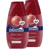 Schauma Schwarzkopf Color Glanz Shampoo, 2er Pack (2x 2x400 ml), deal für coloriertes, gesträhntes oder getöntes Haar, die Formel glättet & pfelgt colorisiertes Haar, exra langer Farbschutz