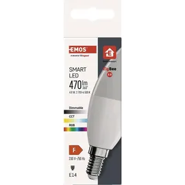 EMOS GoSmart - Smart Home RGB LED-Lampe Kerze mit App - E14 - dimmbar, mehrfarbig & Weißtöne - 470lm - sparsam, 4,8W (statt 40W Glühbirne) - 20 000 Stunden - ZigBee 4,8 W