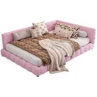 REDOM Schlafsofa Polsterbett,16 Farben Umgebungslicht, USB-Anschluss, Bequemes Material, 140*200cm, ohne Matratze rosa