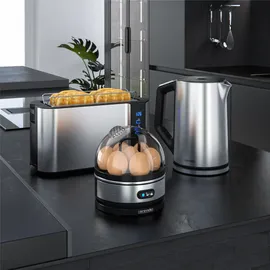 Arendo Eierkocher 7-fach, 400 W, Edelstahl, Warmhaltefunktion, Härtegrad einstellbar, für 7 Eier, silbe