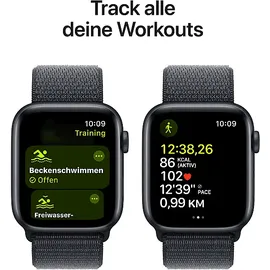 Apple Watch SE 2024 GPS 44 mm Aluminiumgehäuse Mitternacht, Sport Loop Tinte