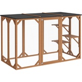 Wiltec Freilaufgehege Katzen 180 x 80 x 111,8 cm mit 3 Liegeflächen, wetterfestes Katzengehege Garten, Katzenhaus mit Drahtgitter und Bitumen Dach