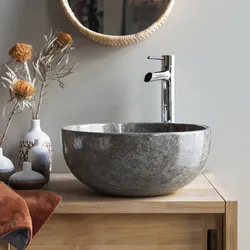 Rundes Marmorwaschbecken Mia light grey