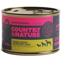 COUNTRY&NATURE Getreidefreies Nassfutter Schweinefleisch mit Spinat 410g