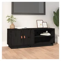 Furnicato TV-Schrank Schwarz 105x34x40 cm Massivholz Kiefer