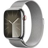 Apple Watch Series 9 GPS + Cellular 45 mm Edelstahlgehäuse silber, Milanaise Armband silber One Size