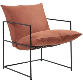 [en.casa] Sessel Utsjoki Textil 61 x 90 x 70 cm Schwarz/Orange mit Kissen