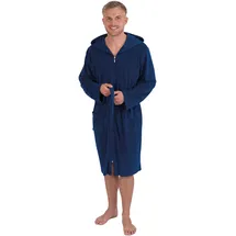 WeWo Fashion Herrenbademantel WEWO FASHION "2031, ideal für Sauna & Spa, Hotelbademantel, Morgenmantel" Gr. L, blau (dunkelblau), L:110cm, Leichtfrottier, Hausmäntel, Gürtel
