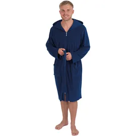 WeWo Fashion Herrenbademantel WEWO FASHION "2031, ideal für Sauna & Spa, Hotelbademantel, Morgenmantel" Gr. L, blau (dunkelblau), L:110cm, Leichtfrottier, Hausmäntel, Gürtel