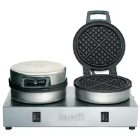 Dualit doppeltes Waffeleisen 74002, belgische Waffeln, Brüssel, Profi Line, Waffelautomat, Waffelbäcker, Edelstahl, 2 Stück Waffeln