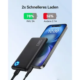 INIU Power Bank, Ultra Slim 10000mAh Powerbank Klein Aber Stark, USB C Input & Output, Externe Handyakkus Triple 3A with Flashlight, Kompatibel mit iPhone 17 16 15 14 13 12 Pro Max Samsung Huawei