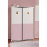 möbel-direkt.de Drehtürenschrank Cindy 139 x 200 x 65 cm Weiß/Rosa
