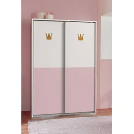 möbel-direkt.de Drehtürenschrank Cindy 139 x 200 x 65 cm Weiß/Rosa