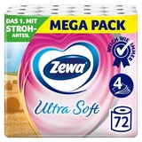 Zewa Toilettenpapier Ultra Soft 4-lagig, mit Strohanteil und Prägung, 150 Blatt/Rolle rosa|weiß