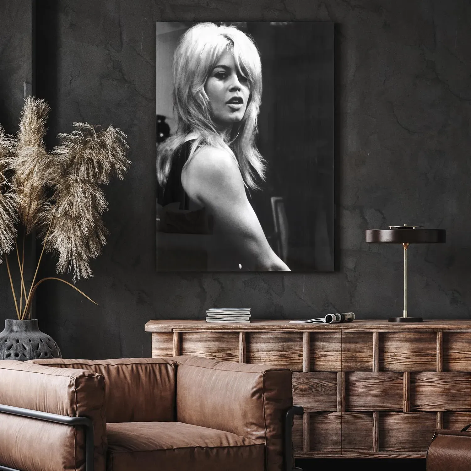 queence Acrylglasbild »Nero«, Schwarz-Weiß, Brigitte Bardot, Fine Art-Print in Galeriequalität queence grau