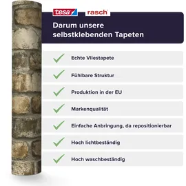 tesa rasch Vliestapete Clayton 6 m x 0,53 m 1 St Beige/Braun/Grau 371918