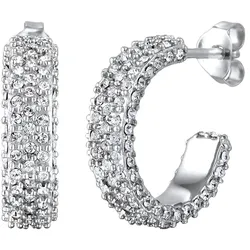 Elli Ohrstecker Creolen Glas Kristalle Weiß 925 Sterling Silber Ohrringe   Damen