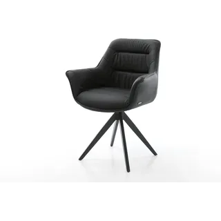 DELIFE Chaise-de-salle-à-manger Kaira-Flex cuir de vache noir pied croisé angulaire noir, Chaises de salle à manger