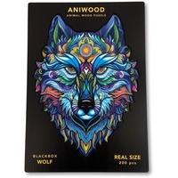 BestSaller Aniwood J2315L - Animal Wood Puzzle, Blackbox Wolf L, Holz-Puzzle, 200 Teile