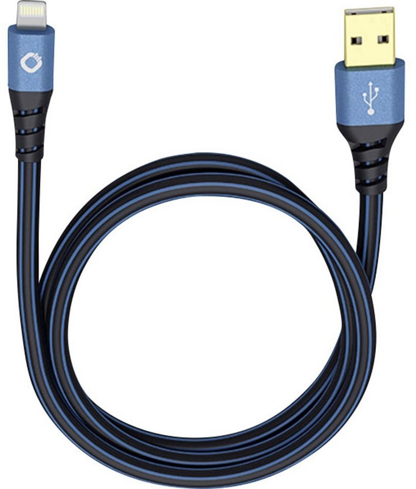 Oehlbach Oehlbach Apple iPad/iPhone/iPod Anschlusskabel [1x USB 2.0 Stecker A - Smartphone-Kabel, (3.00 cm) blau|schwarz