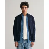 GANT Herren. Strickjacke - CASUAL COTTON ZIP Cardigan Stehkragen, Baumwolle Navy XXL, Lässig, Langarm, Marine