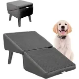 2 Stufen Hundetreppe Bett, Faltbare Hunderampe für Sofa, Rampe Hund Klappbar, Hundetreppe Auto, rutschfeste Hunderampe, Tragbare Katzentreppe, Haustiertreppe für Bett Sofa Auto,Schwarz