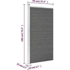 vidaXL Zaunelement WPC 95 x 186 cm Grau