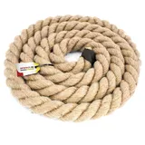 Seiletech.de JUTESEIL – 15m – 50mm Stark – Naturfasern Absperrseil Jute gedreht Tauziehen DIY Dekoration